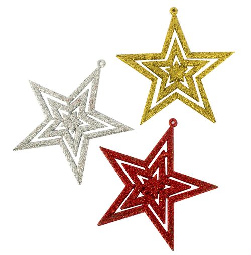Estrellas Navideñas Glitter en Bolsa 10cm 3 Un