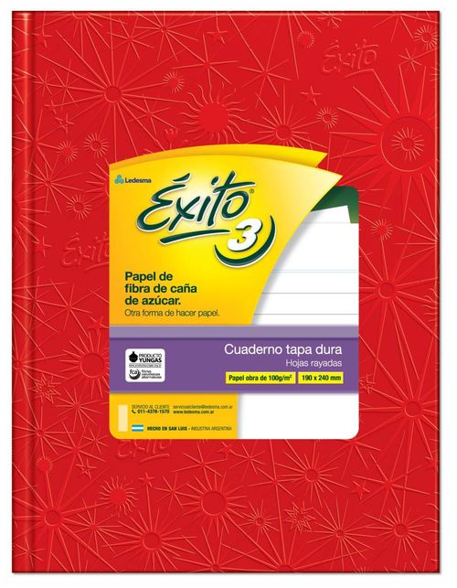 Cuaderno T.Dura Exito 3 48 Hj Rayado Rojo