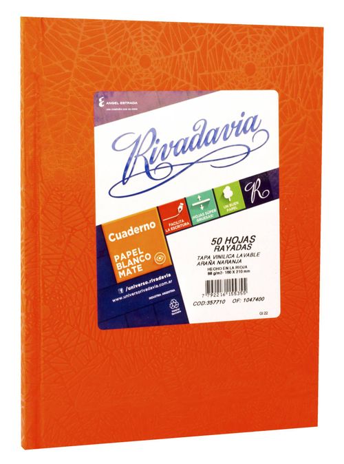 Cuaderno T.Dura Rvd 50 Hj Rayado Naranja