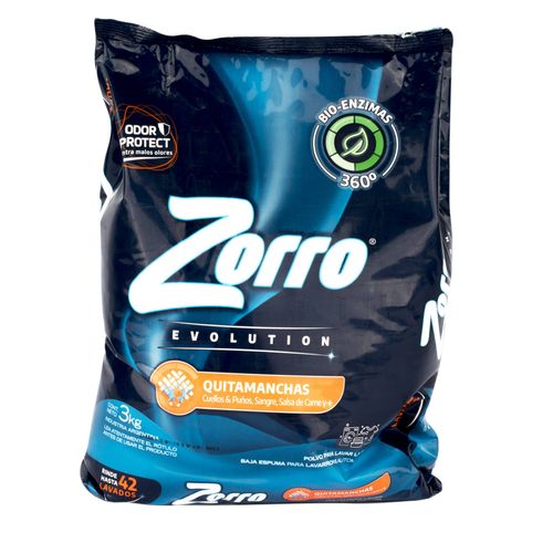 Jabón Polvo Zorro Evolución Quitamanchas 3kg