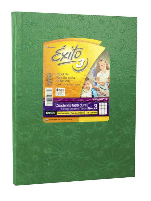 Cuaderno T.Dura Exito 3 100 Hj Verde Cuadricul