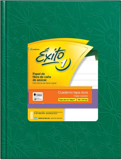 Cuaderno T.Dura Exito 100 Hj Rayado Verde