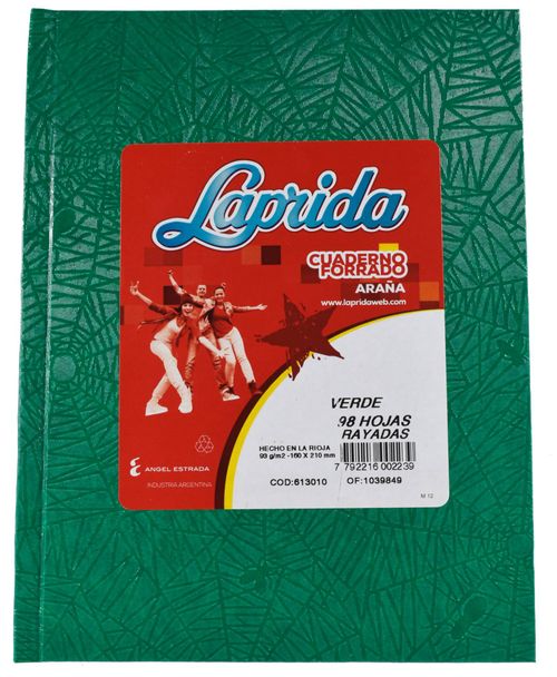 Cuaderno T.Dura Laprida 98 Hj Rayado Verde