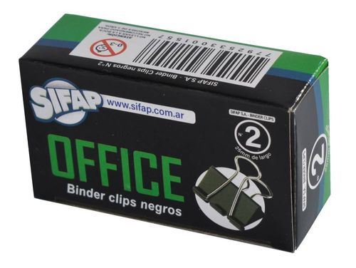 Clips Binders Sifap N 2 25mm Negro Caja 12 Un