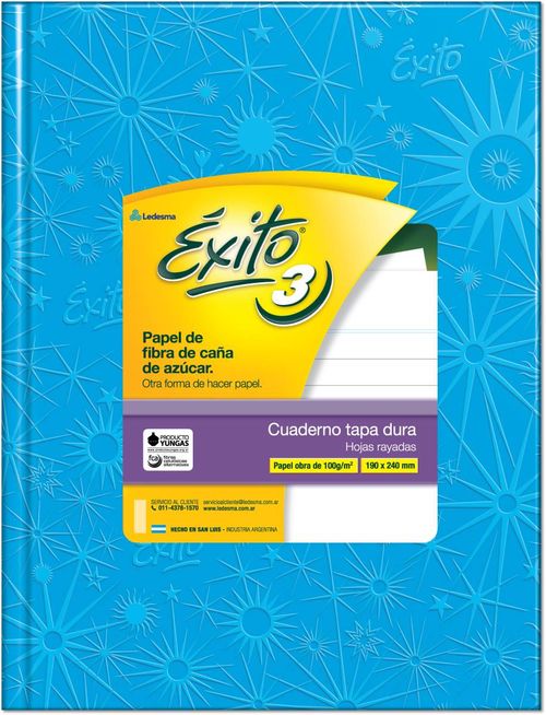 Cuaderno T.Dura Exito 3 48 Hj Rayado Turquesa