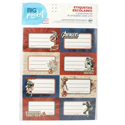 Etiqueta Escolar Avengers Historietas