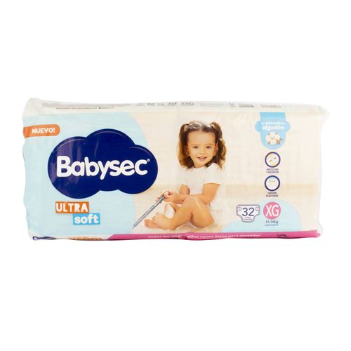 Pañales Bebés Babysec XG Ultrasoft 32