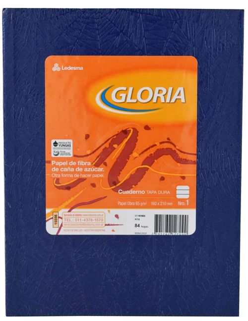 Cuaderno T.Dura Gloria 84 Hj Rayado Azul