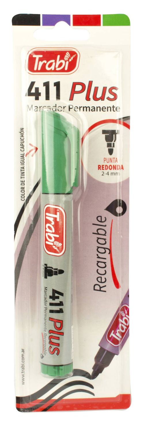 Marcador Trabi Perman.411 P/R Verde Blister