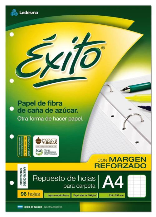 Repuesto A4 Exito 96 Hj Margen Cuadriculado