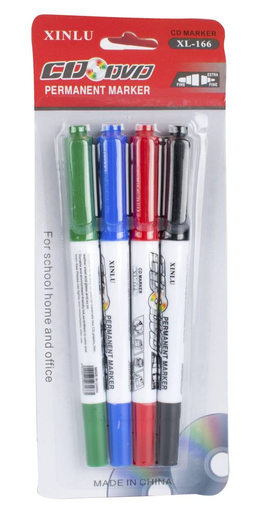 Marcadores Permanet Doble Punta CD,Plast 4Pz