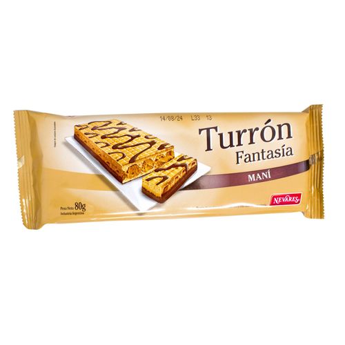 Turrón Nevares Mani Bañado 80G