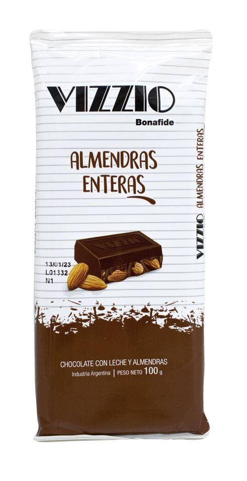 Chocolate Vizzio con Leche Almendras 100G