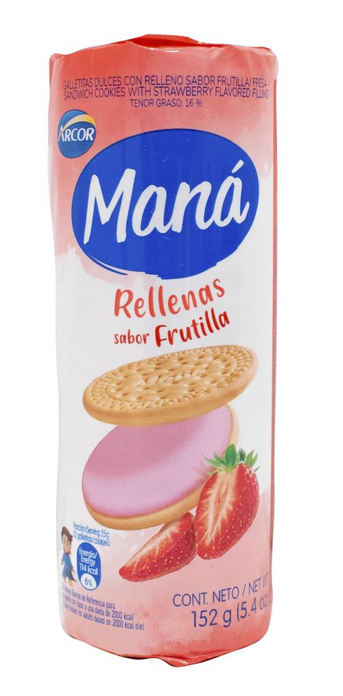 Galletas Maná Rellenas Frutilla 152g