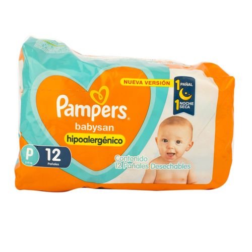 Pañales Bebés Pampers Peq BabySan 12 Un