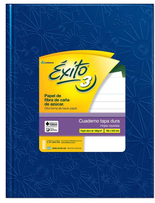 Cuaderno T.Dura Exito 3 48 Hj Rayado Azul