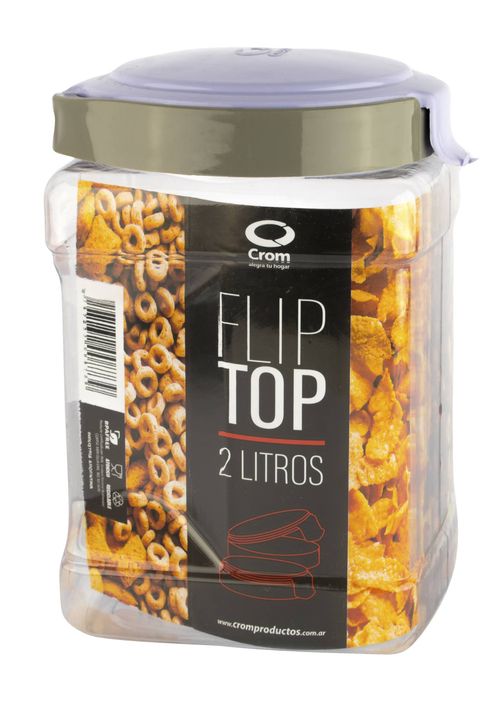 Tarro Crom Flip Top Cúbico 2L