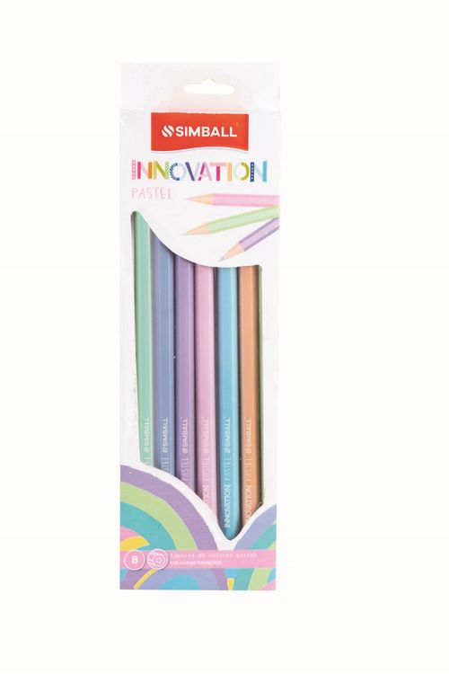 Lápices de Color Simball Innovation Pastel Largo 8Pz