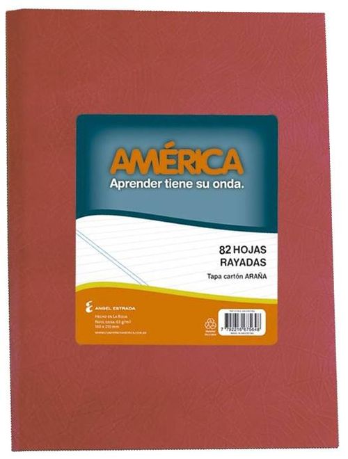 Cuaderno T.Dura América 82 Hj Rayado Rojo