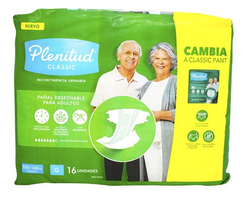 Pañales Adultos Plenitud Gde Classic 16