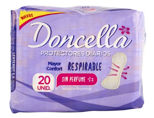 Protectores Diarios Doncella Anatómicos s/De 20