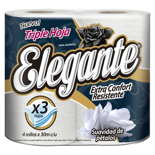 Papel Higiénico Elegante Triple Hoja 30M 4