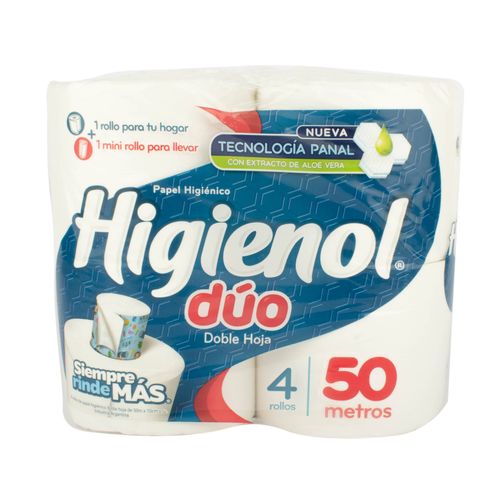 Papel Higiénico Higienol Duo Aloe 50mt 4