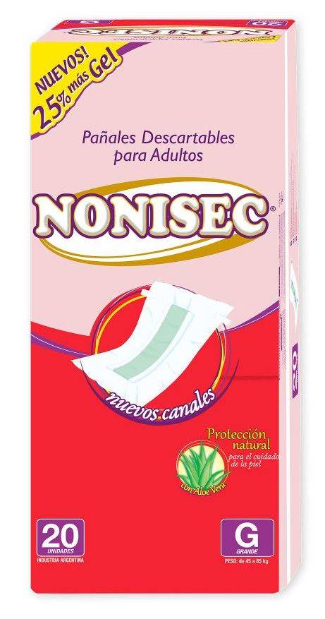 Pañales Adultos Nonisec Gde con Gel 20 Un