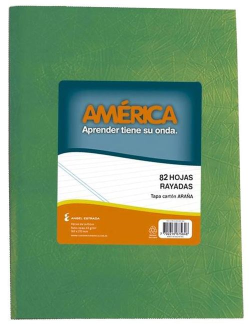 Cuaderno T.Dura América 82 Hj Rayado Verde