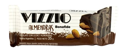 Chocolate Vizzio con Leche Almendras 35G