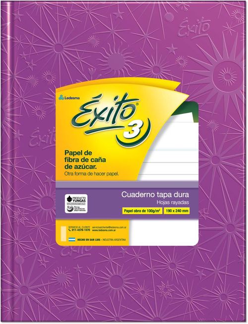 Cuaderno T.Dura Exito 3 48 Hj Rayado Lila