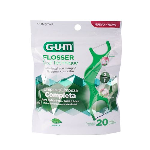 Hilos Dentales G.U.M Flossers Dual Tec Menta 20 Un