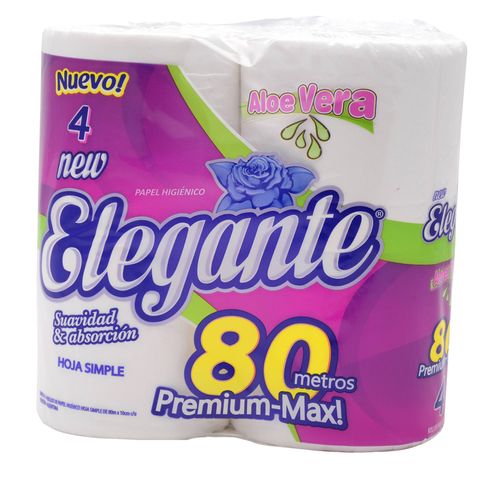 Papel Higiénico Elegante Aloe Vera 80mts 4