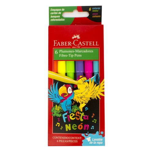 Marcadores Escolares Faber Fiesta Neón 6 Un