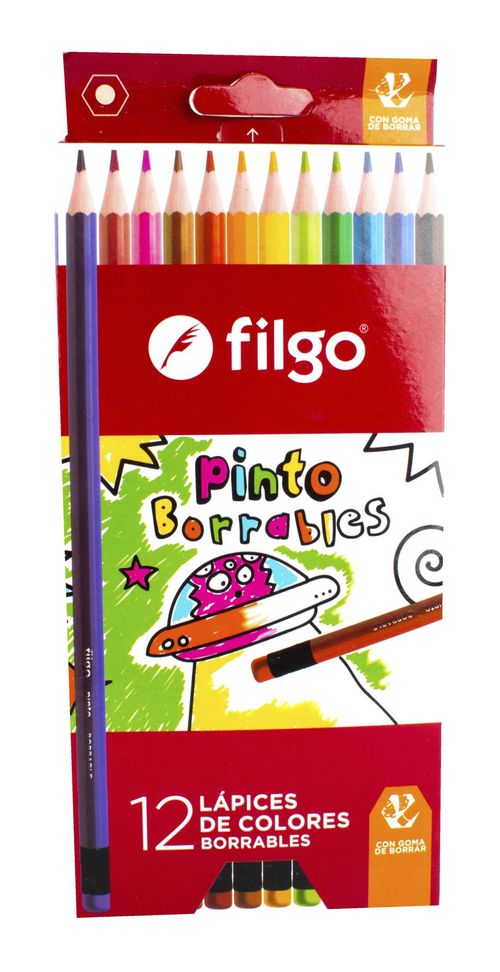 Lápices de Colores Filgo Pinto Borrable 12 Un