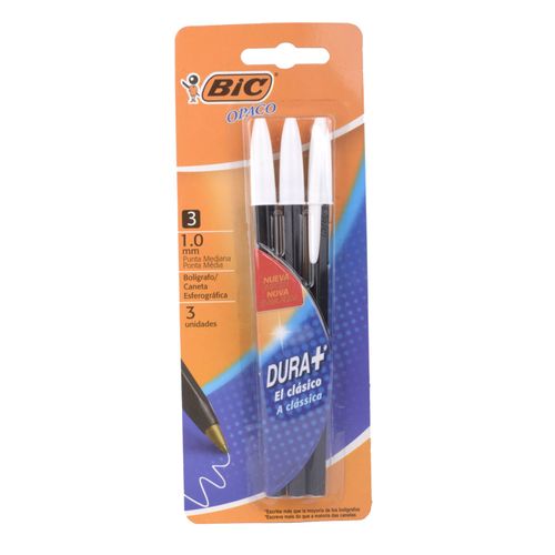 Bolígrafos Bic Opaco Negro Flow Pack 3