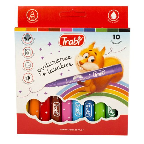 Marcadores Trabi Color Pinturón Lavable 10 Un