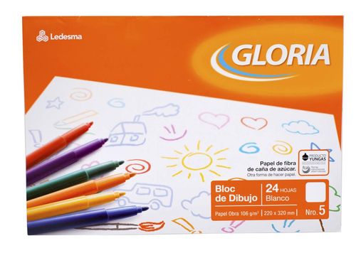 Block Dibujo Gloria N 5 24 Hojas Blanco
