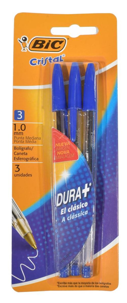 Bolígrafos Bic Cristal Azul Flow Pack 3 Un
