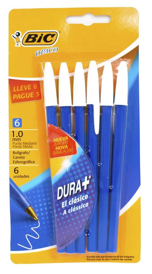 Bolígrafos Bic Opaco Blister 6 Un