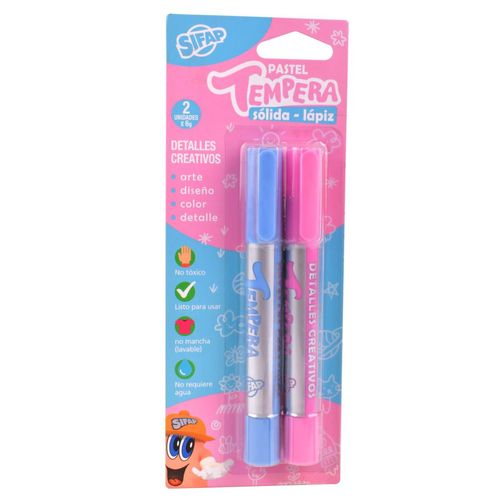 Témpera Sifap Sólida Lápiz Celeste&Rosa 2Un