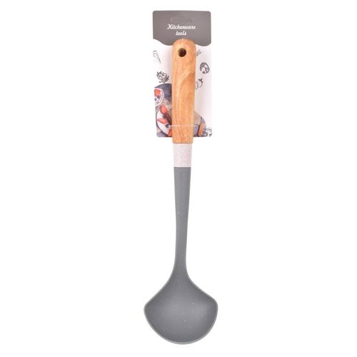 Cucharón Gris Nylon Mango Madera 35CM