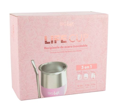 Mate Big Life Cup Rosa Acero