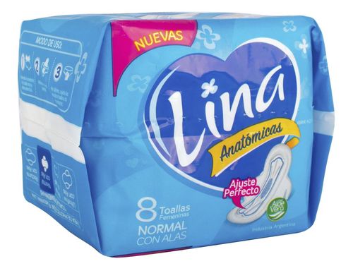 Toallas Femeninas Lina Normal c/a Anatómicas 8