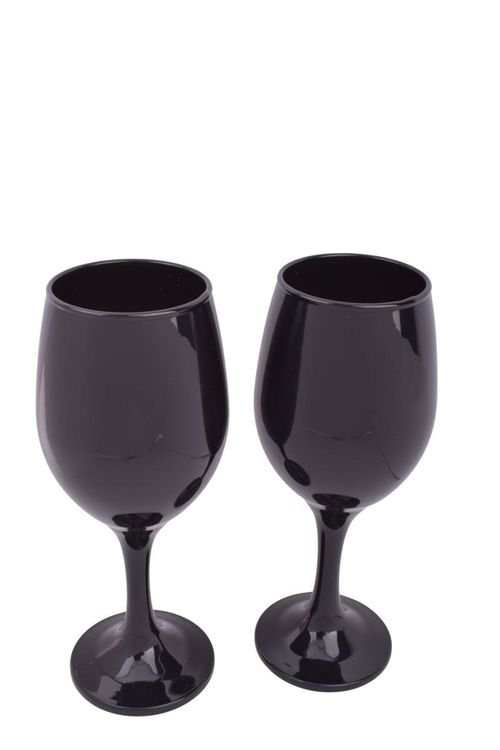Copa Vino Vidrio Color Negra 435ML 6Un