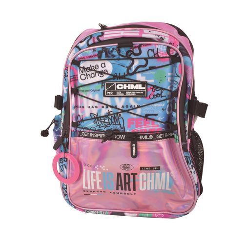 Mochila Espalda Chimola Art Life Pink 17" Holo
