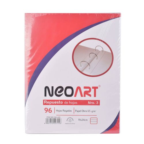 Repuesto Neo Art 96 Hojas Rayado
