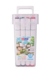 Marcadores-Doble-Punta-Cuerpo-Blanco-Box-Transparent--12Pz