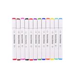 Marcadores-Doble-Punta-Cuerpo-Blanco-Box-Transparent--12Pz
