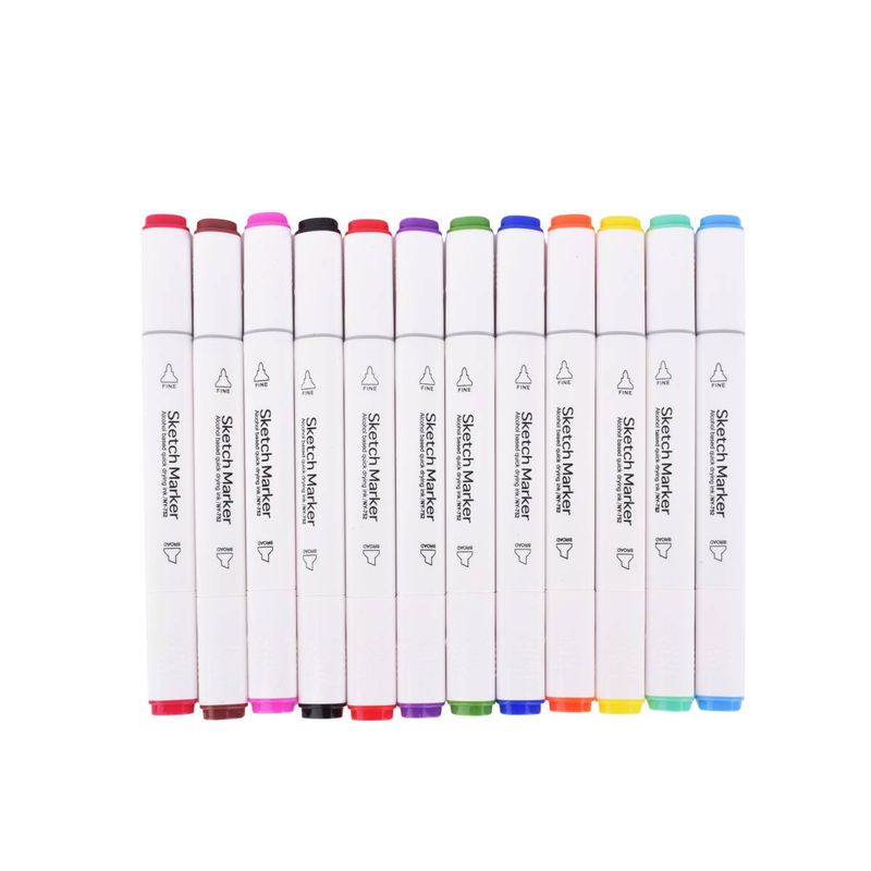 Marcadores-Doble-Punta-Cuerpo-Blanco-Box-Transparent--12Pz